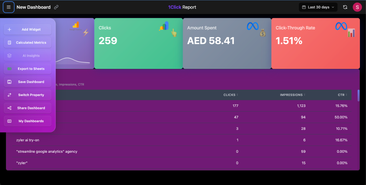 1Click Report screenshot 1