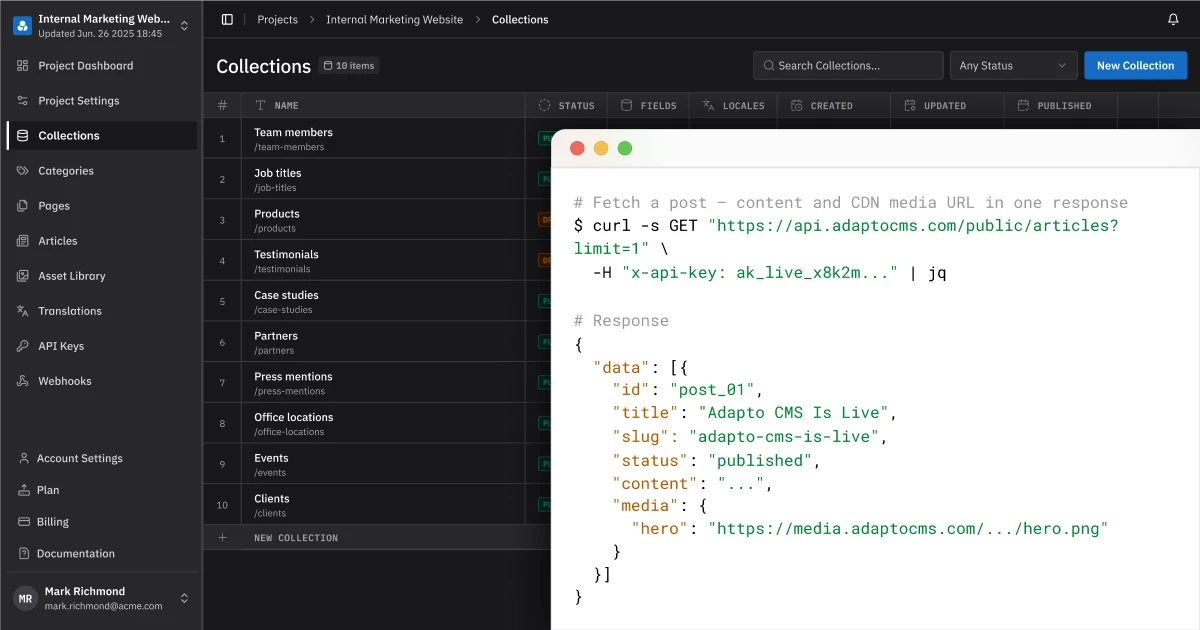Adapto CMS screenshot 1