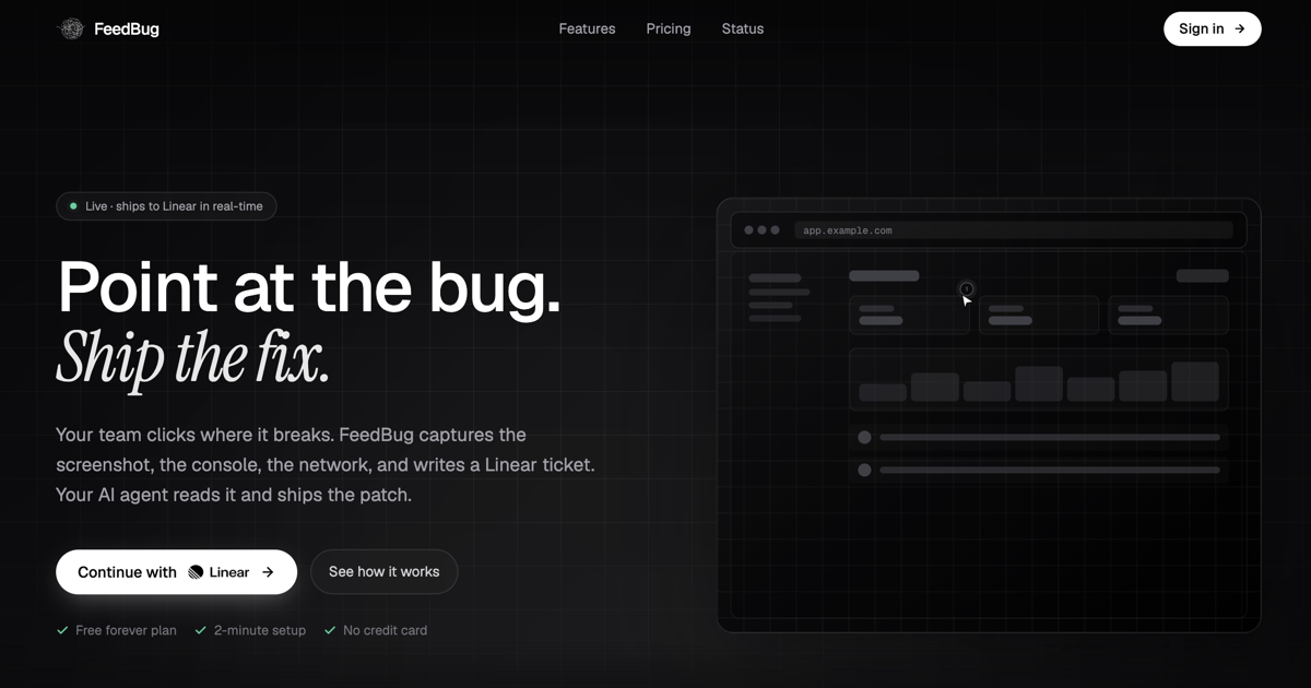 Feedbug screenshot 1