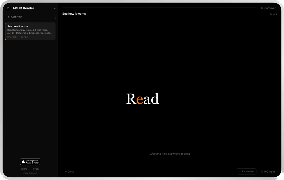 ADHD Reader screenshot 1