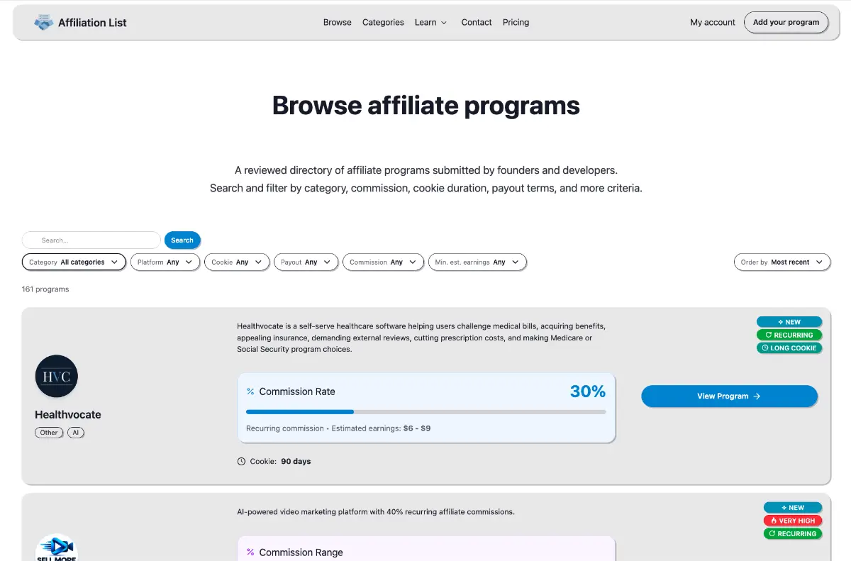 AffiliationList screenshot 1