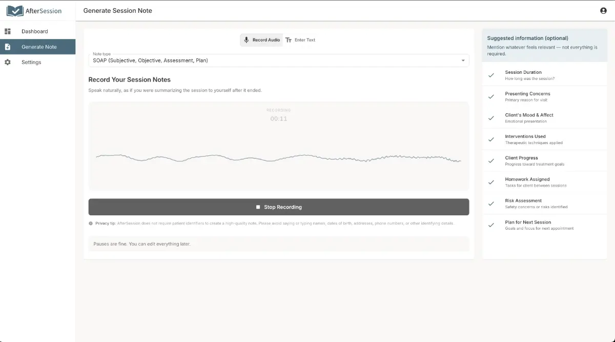 AfterSession screenshot 1