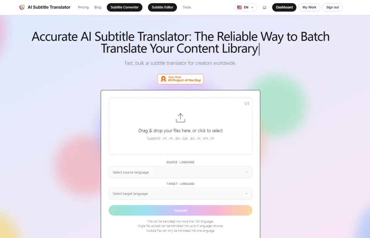 Course Subtitles AI Batch Translation Globally screenshot 1