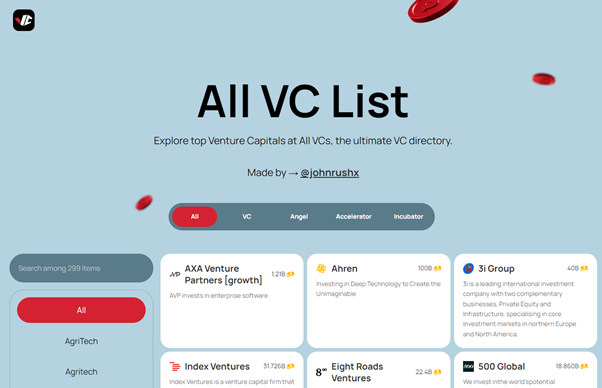 allVCList screenshot 3