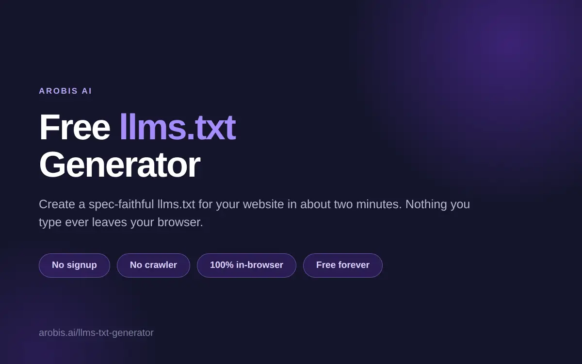 Arobis llms.txt Generator screenshot 1
