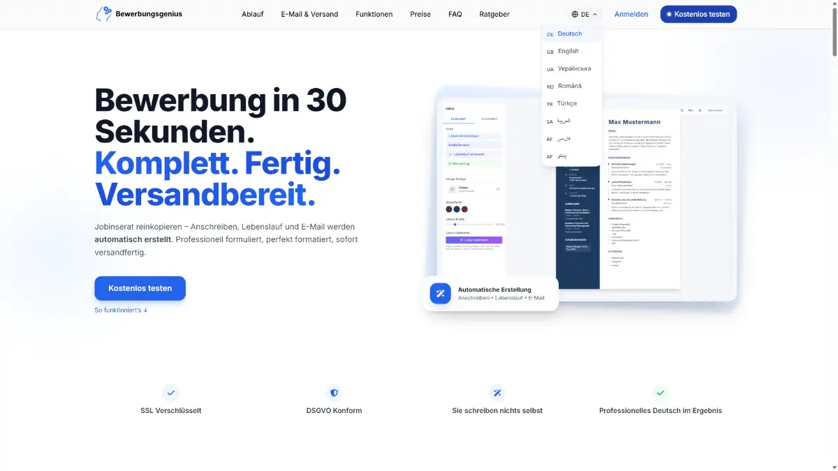 Bewerbungsgenius screenshot 2