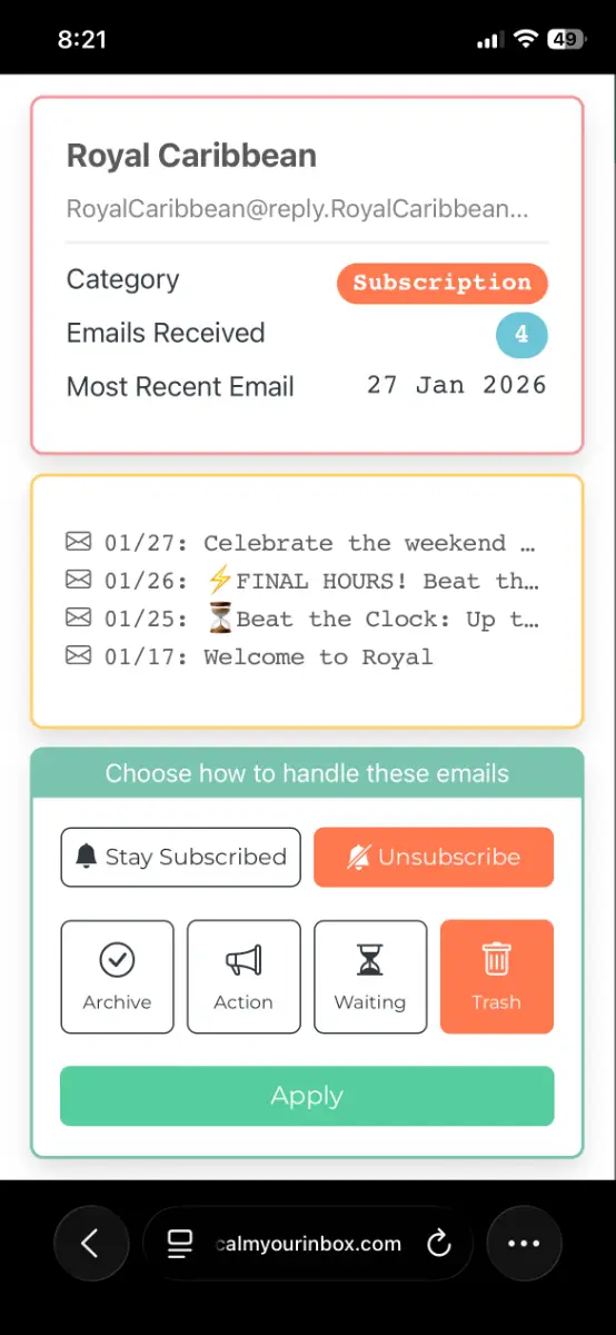 Calm Your Inbox screenshot 2