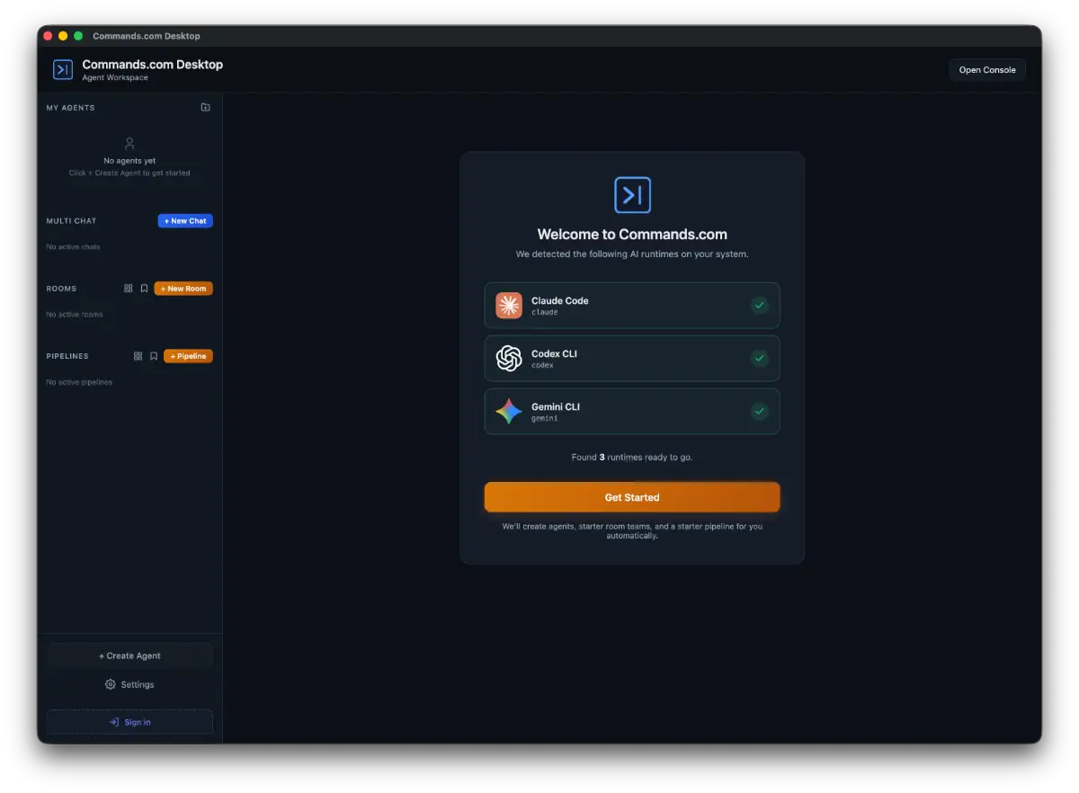 Commands: Agent Workspace screenshot 1