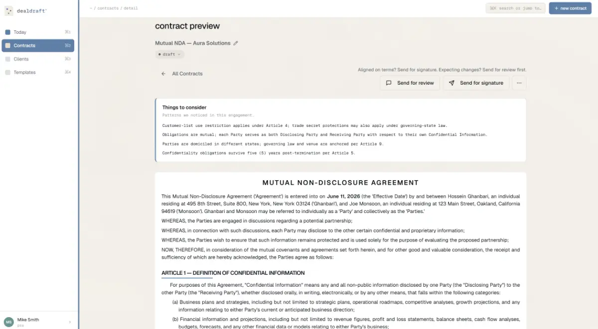 DealDraft screenshot 1