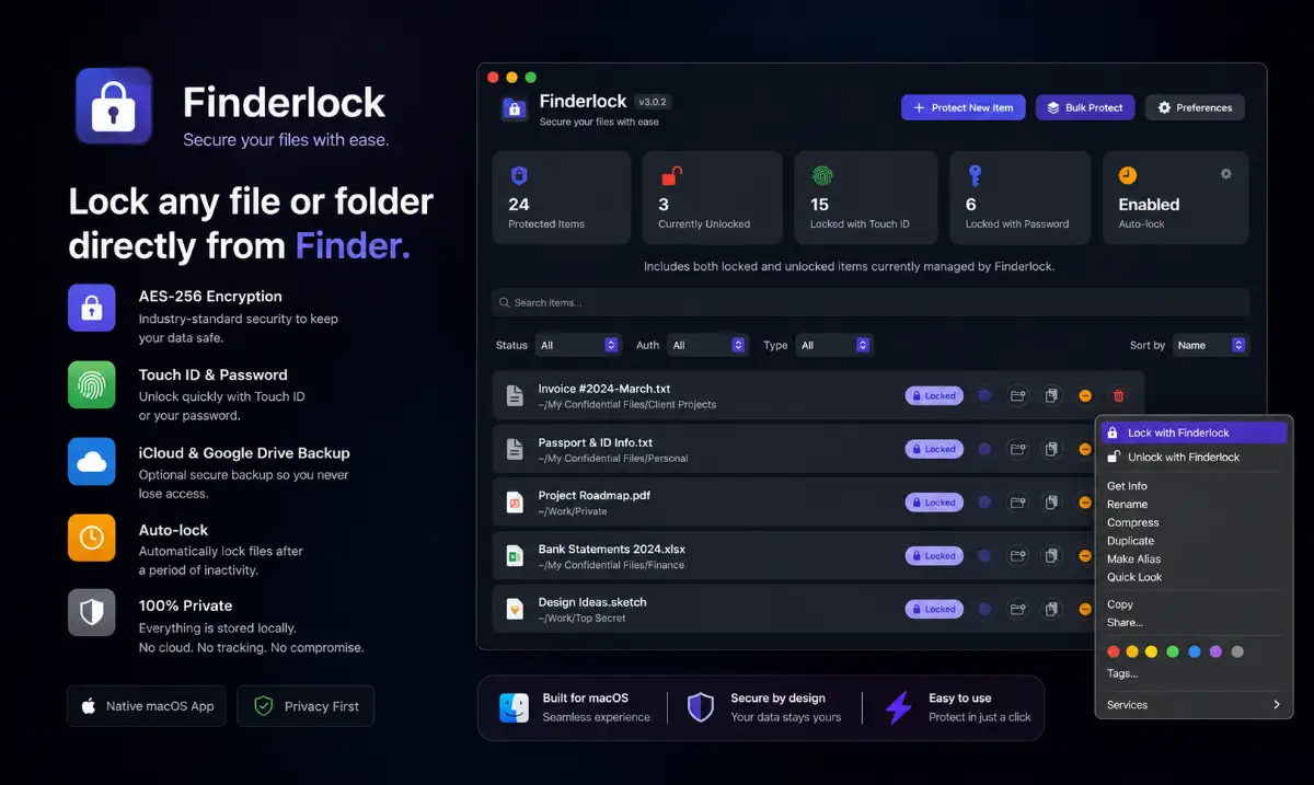 Finderlock screenshot 1