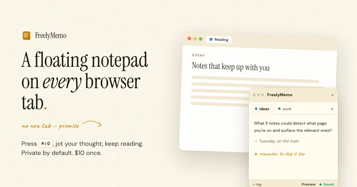 FreelyMemo - A floating notepad on every tab screenshot 2
