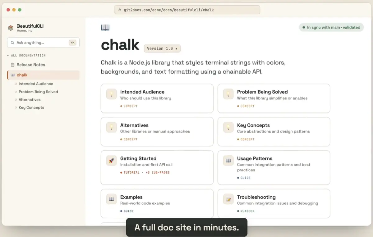 Git2Docs screenshot 2