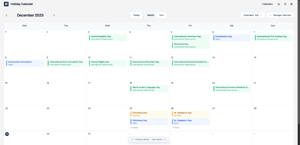 HolidayCalendar product image