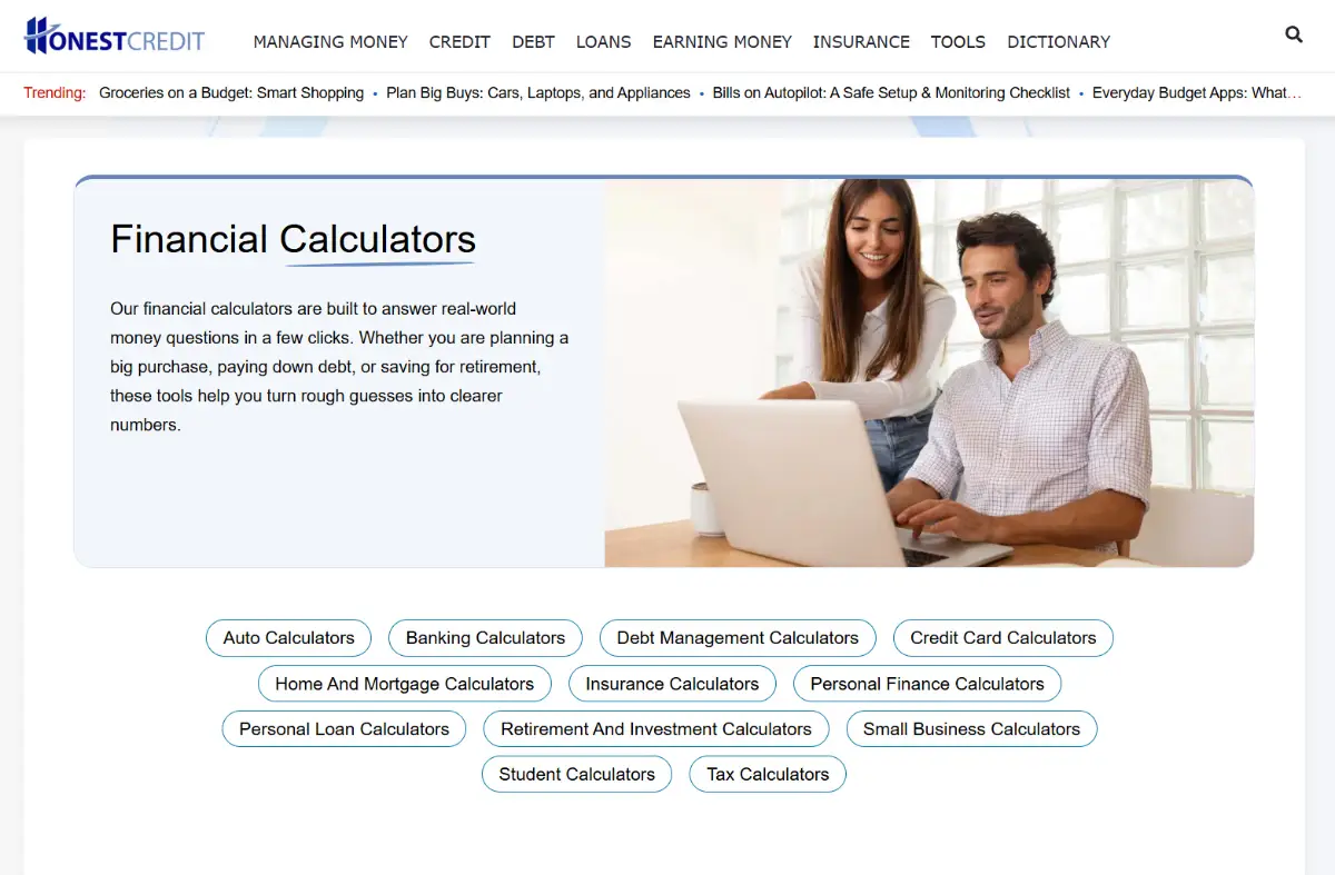 HonestCredit Financial Calculators screenshot 2