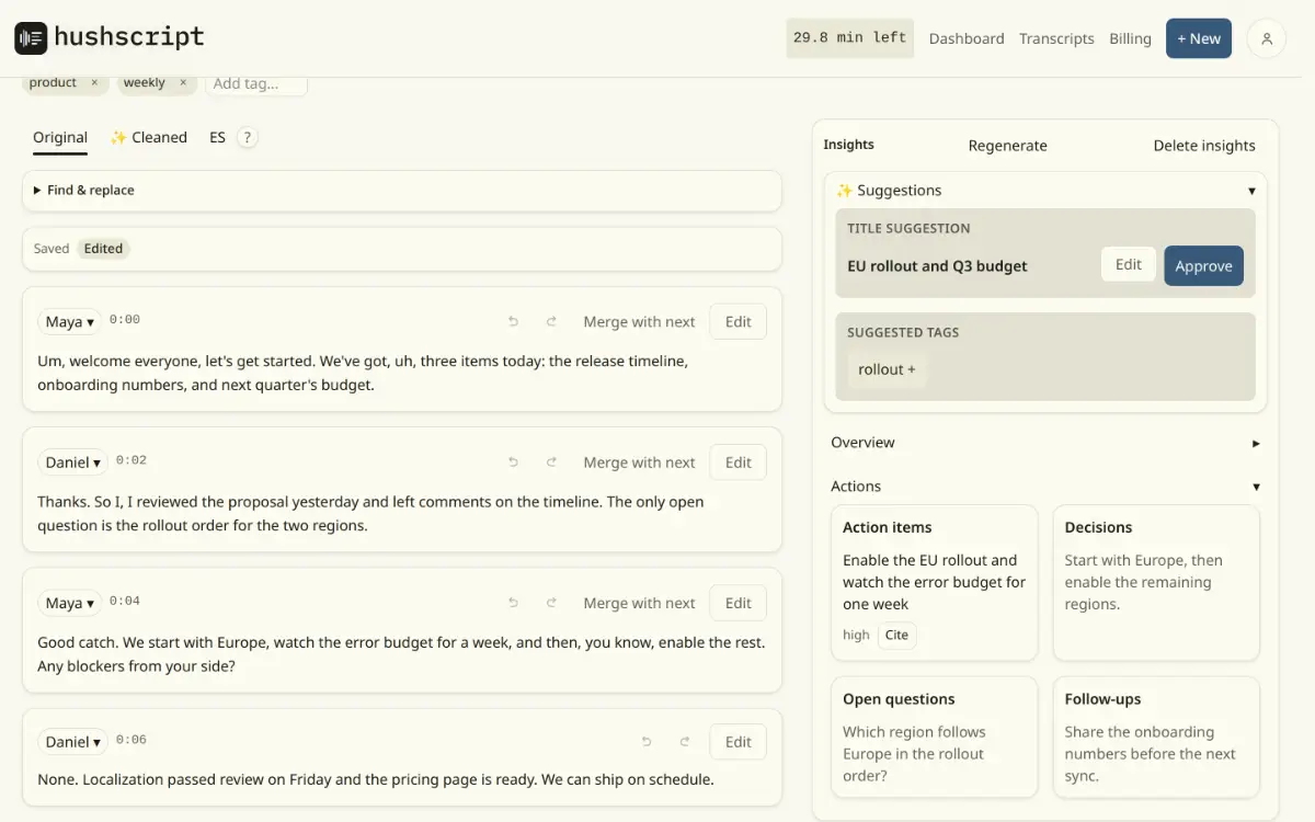 Hushscript screenshot 2