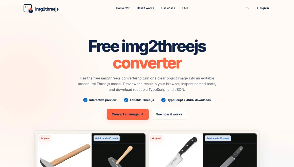 Img2threejs converter online screenshot 2