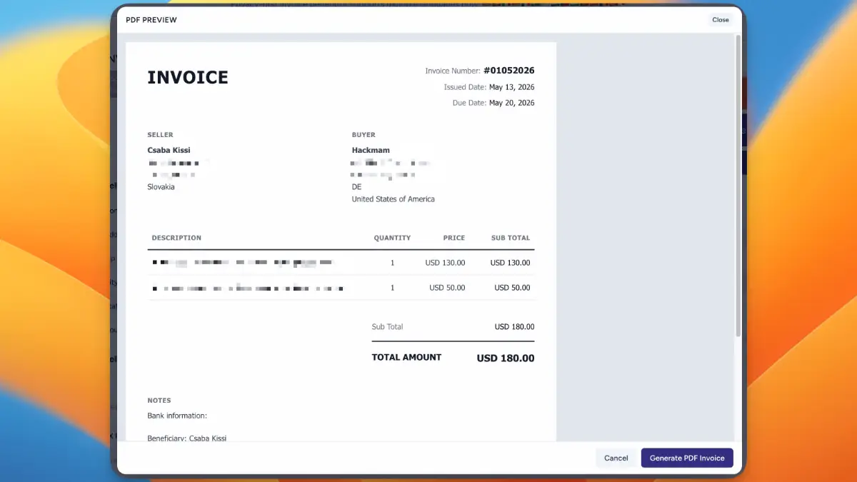 Invoice Generator screenshot 2