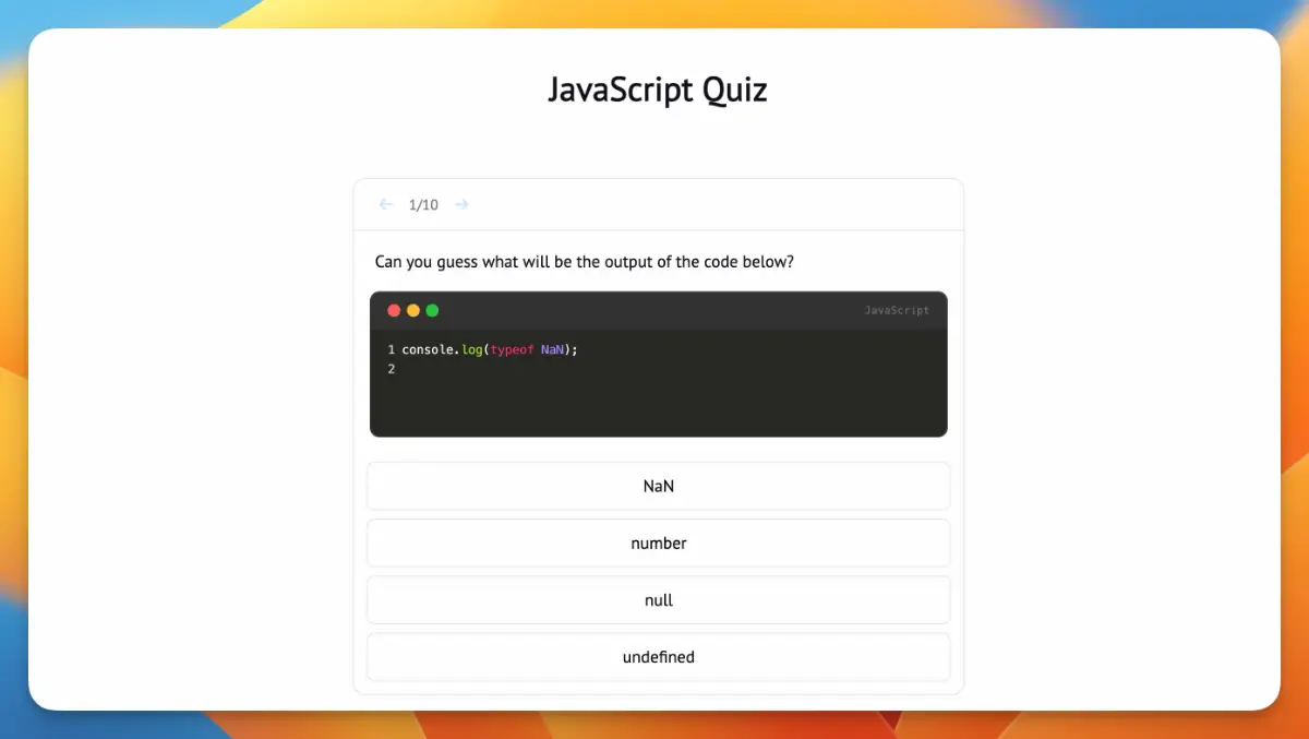 JavaScript Quiz screenshot 2