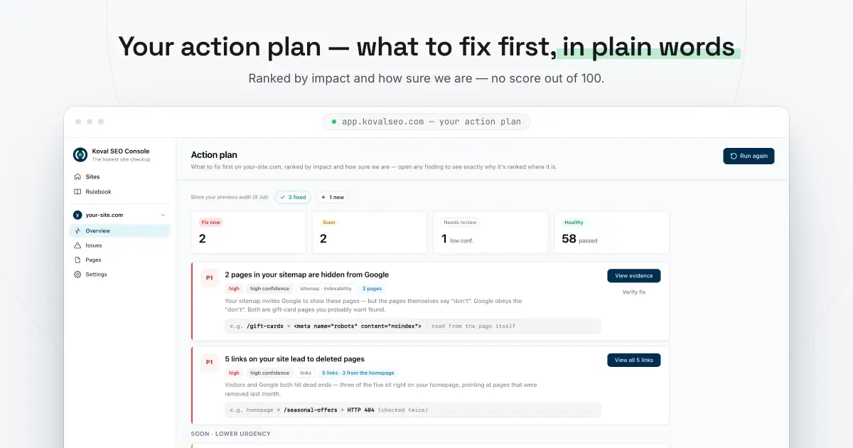 Koval SEO Console screenshot 2