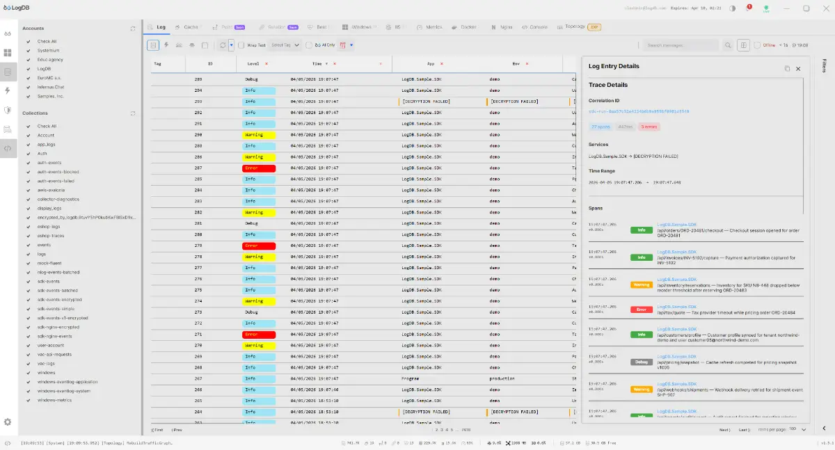 LogDB screenshot 2