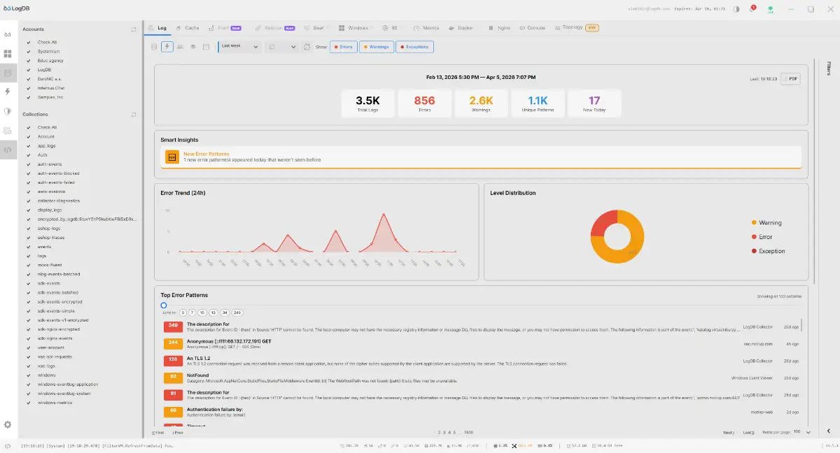 LogDB screenshot 1