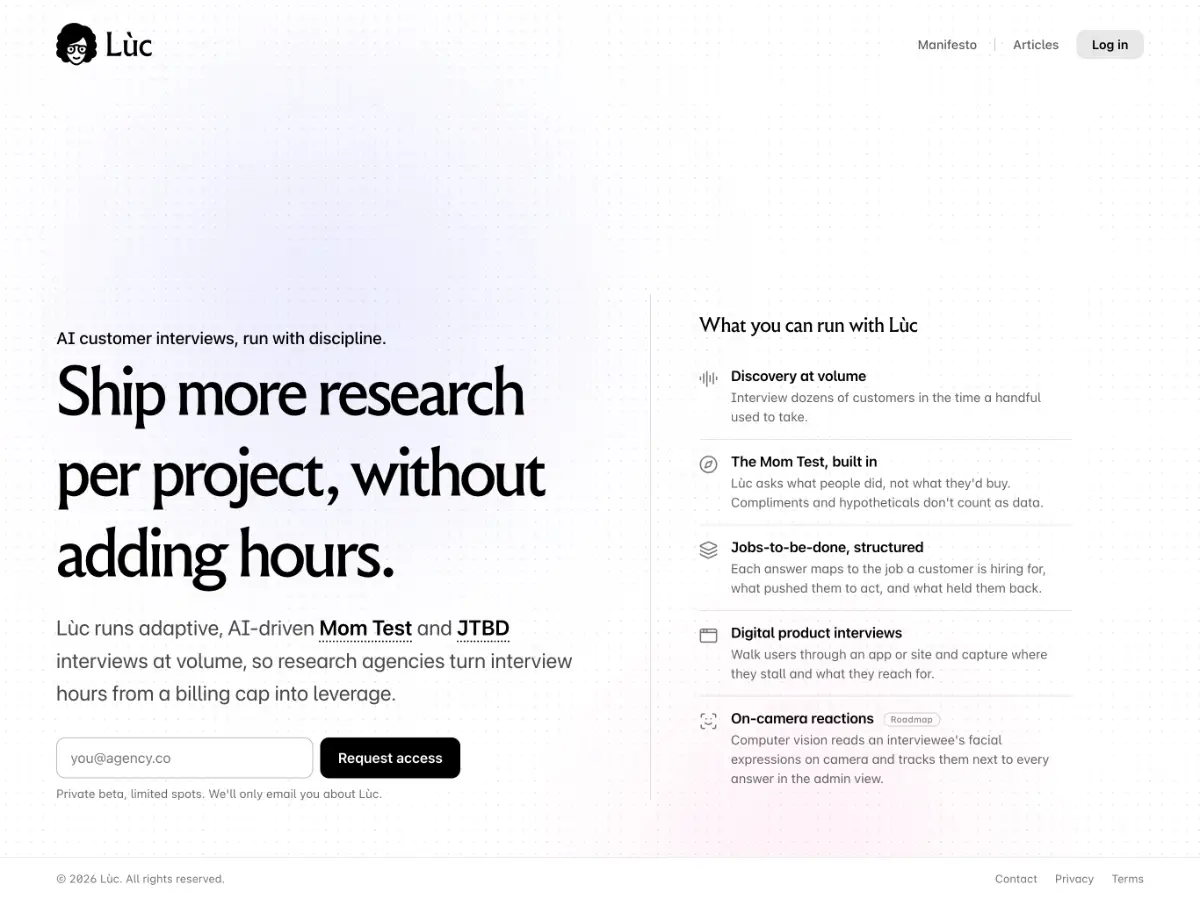 Luc - AI customer interviews screenshot 1