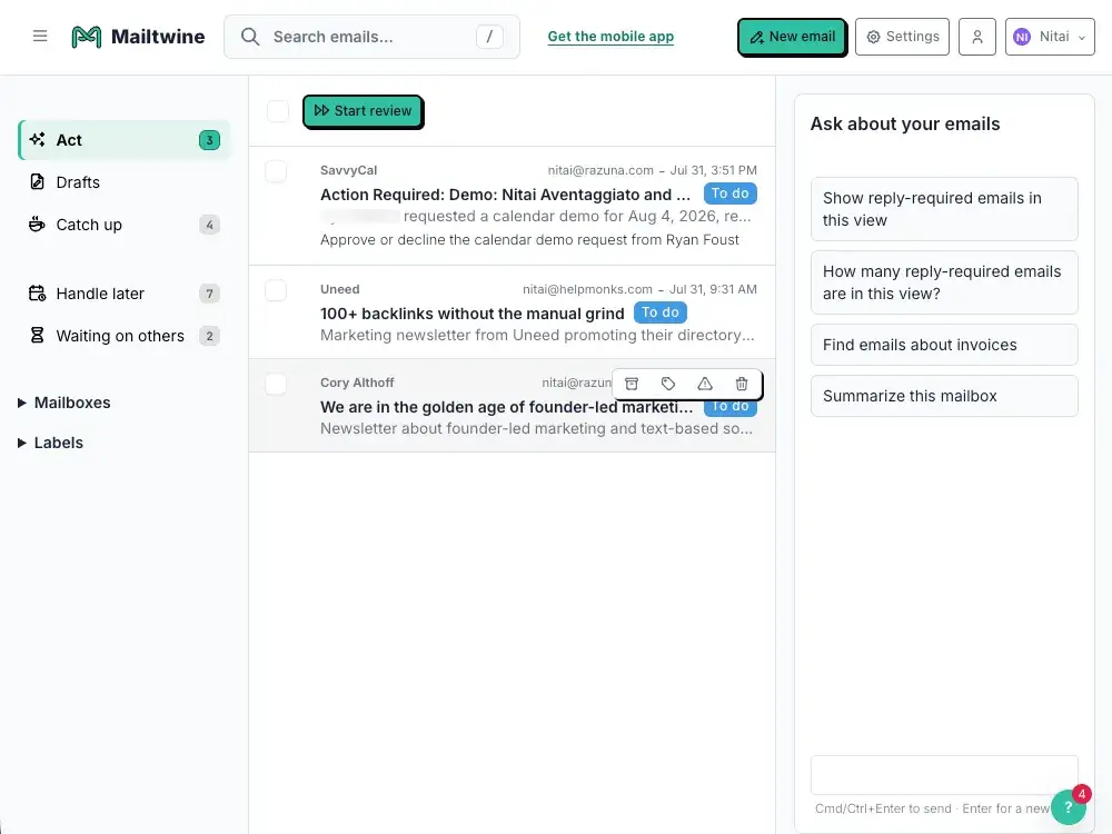 Mailtwine screenshot 1