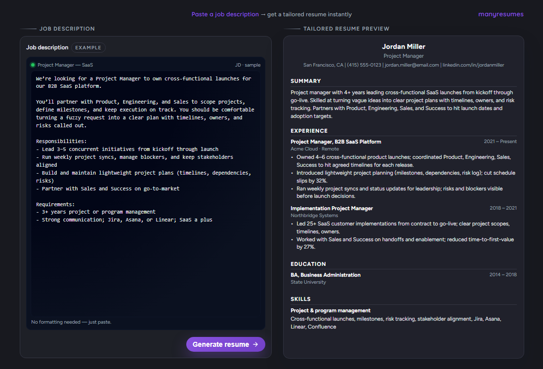 manyresumes product image