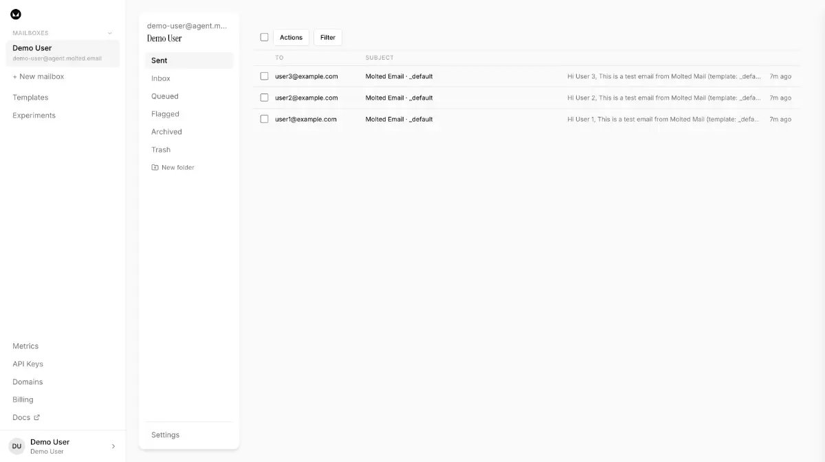 Molted Email screenshot 2