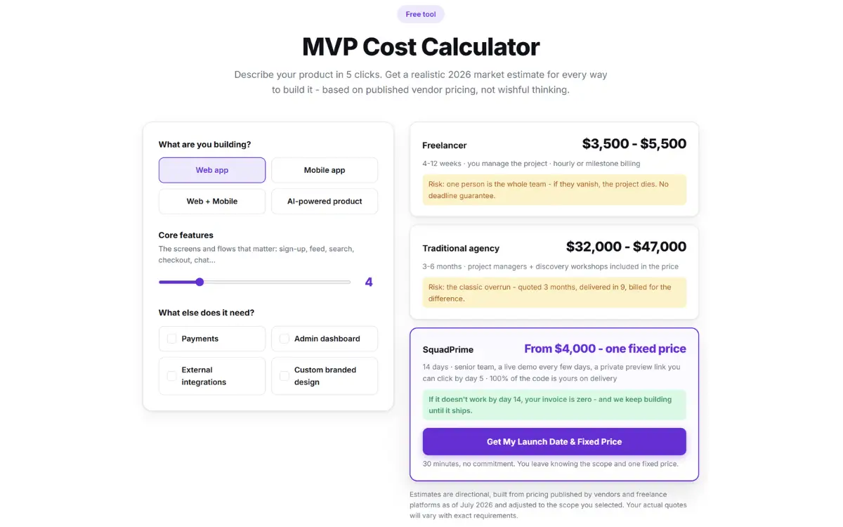 SquadPrime MVP Cost Calculator screenshot 1