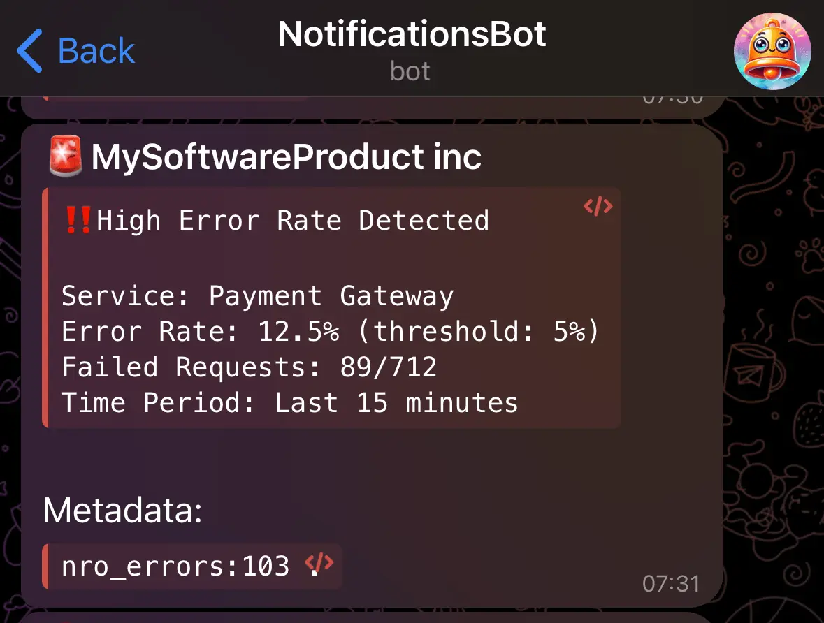 NotificationsBot screenshot 2