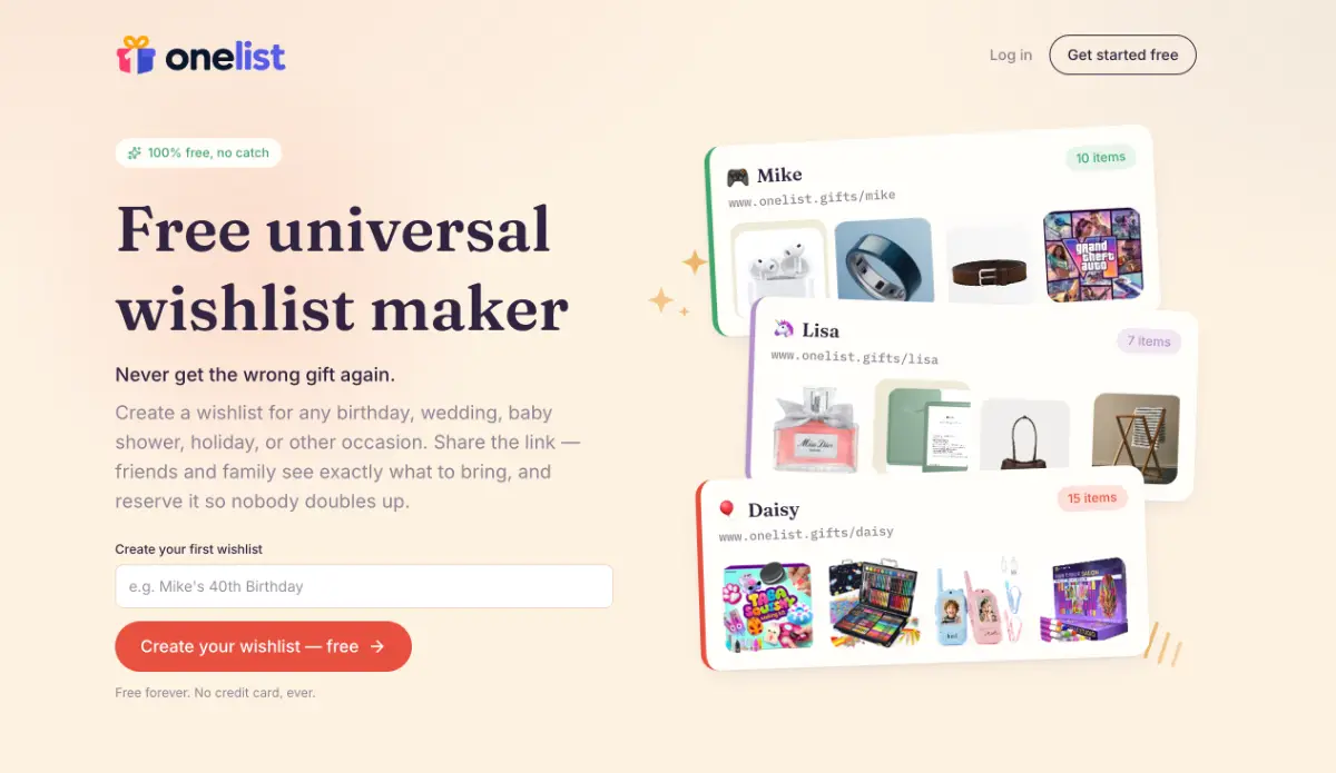 Onelistgifts screenshot 1