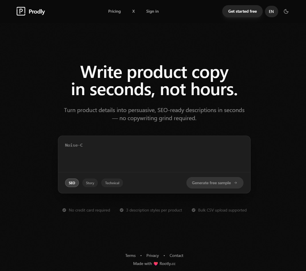 Prodly - AI Product Description SaaS Source Code screenshot 1