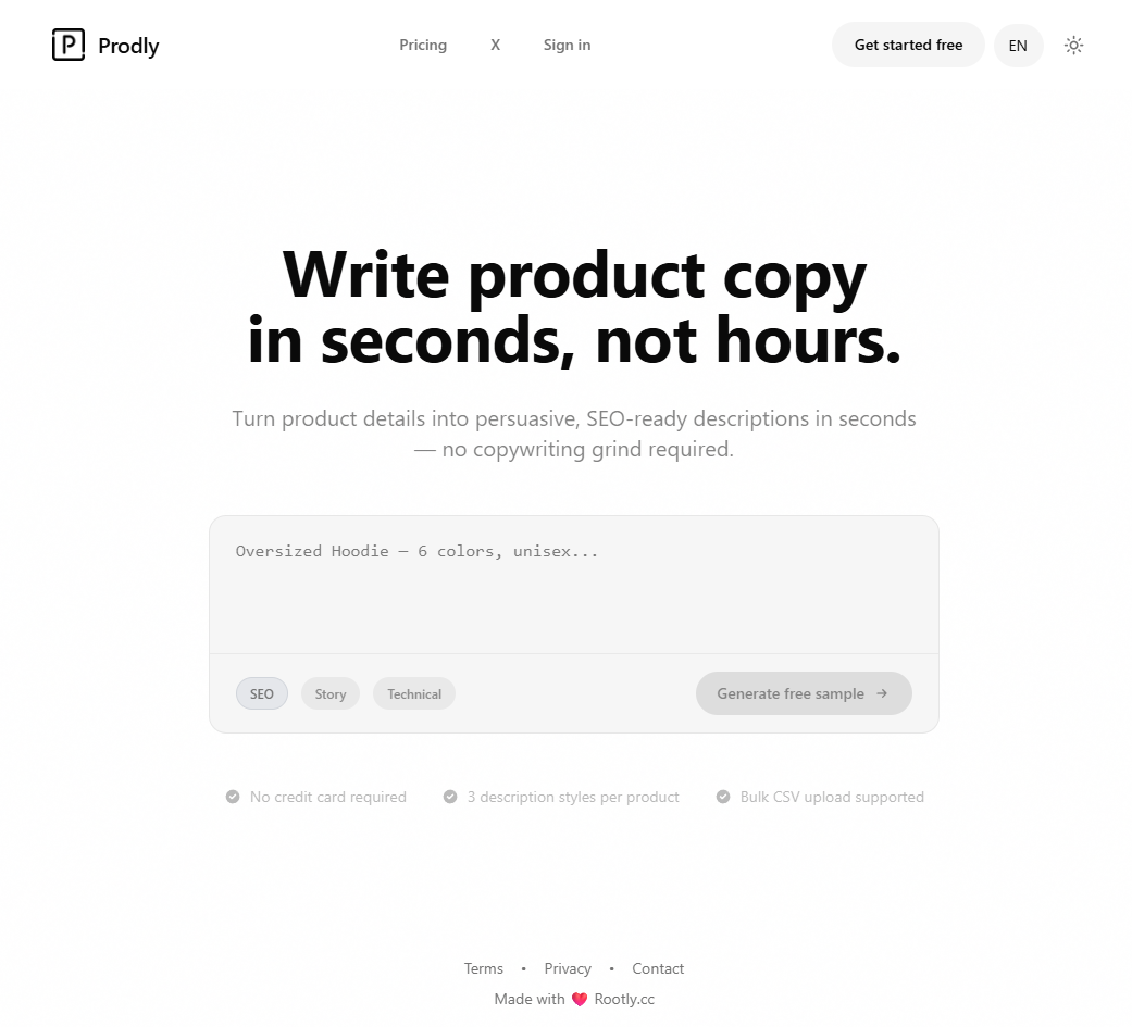 Prodly - AI Product Description SaaS Source Code screenshot 2