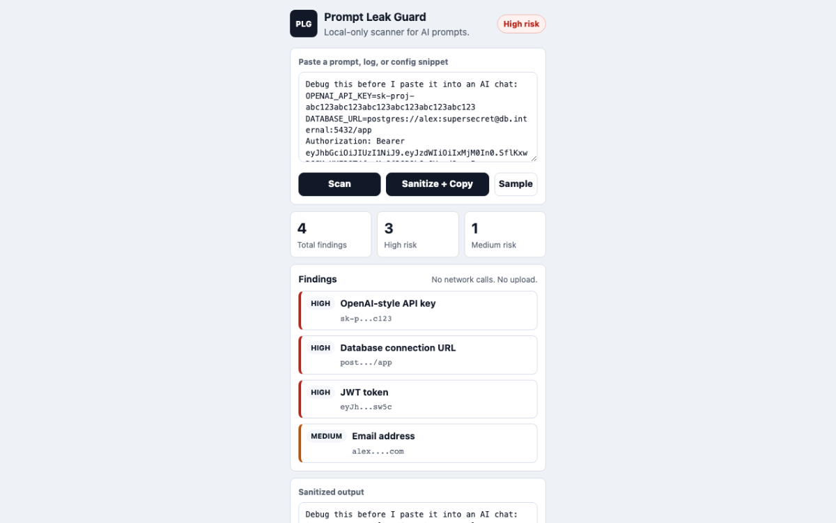 Prompt Leak Guard screenshot 1