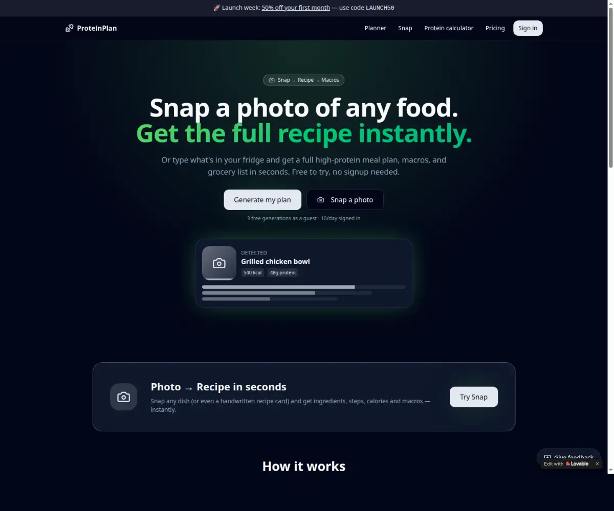 ProteinPlan screenshot 2