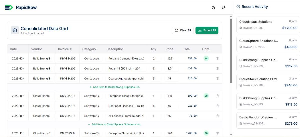 RapidRow screenshot 2