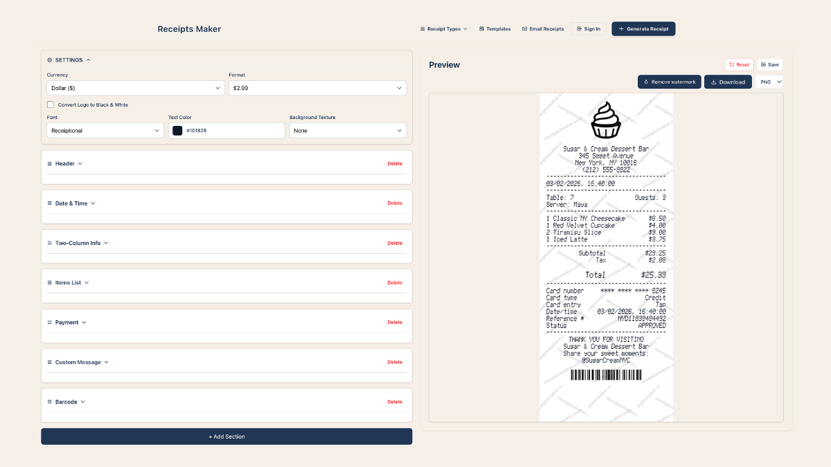 Receipts Maker screenshot 1