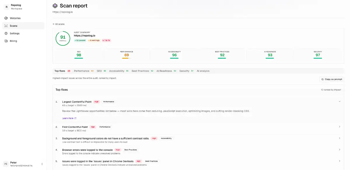 Repolog screenshot 1