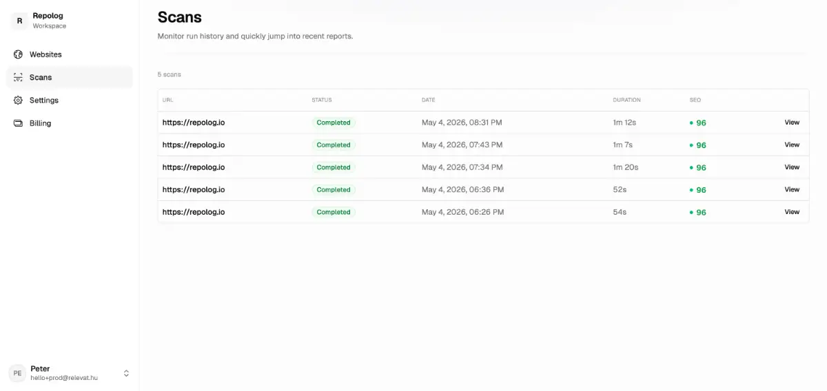 Repolog screenshot 2