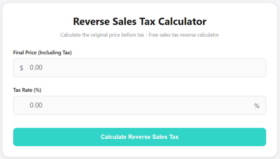 Reverse Sales Tax Calculator product image