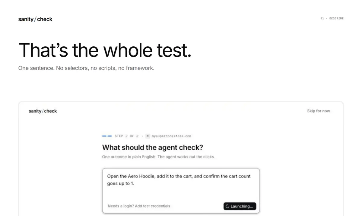 SanityCheck screenshot 1