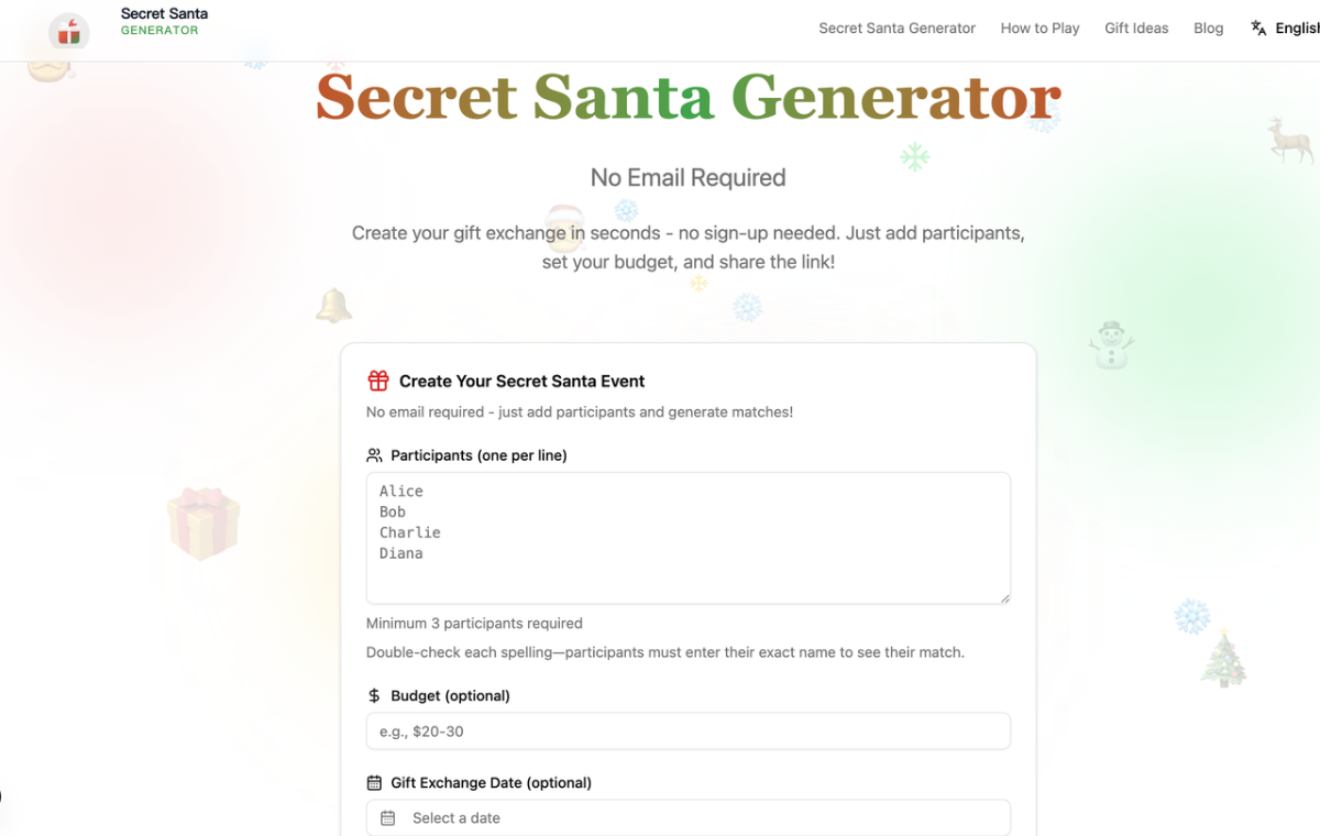 Secret Santa Generator screenshot 3