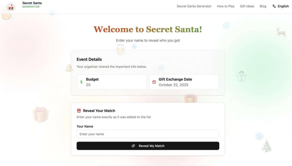 Secret Santa Generator screenshot 1