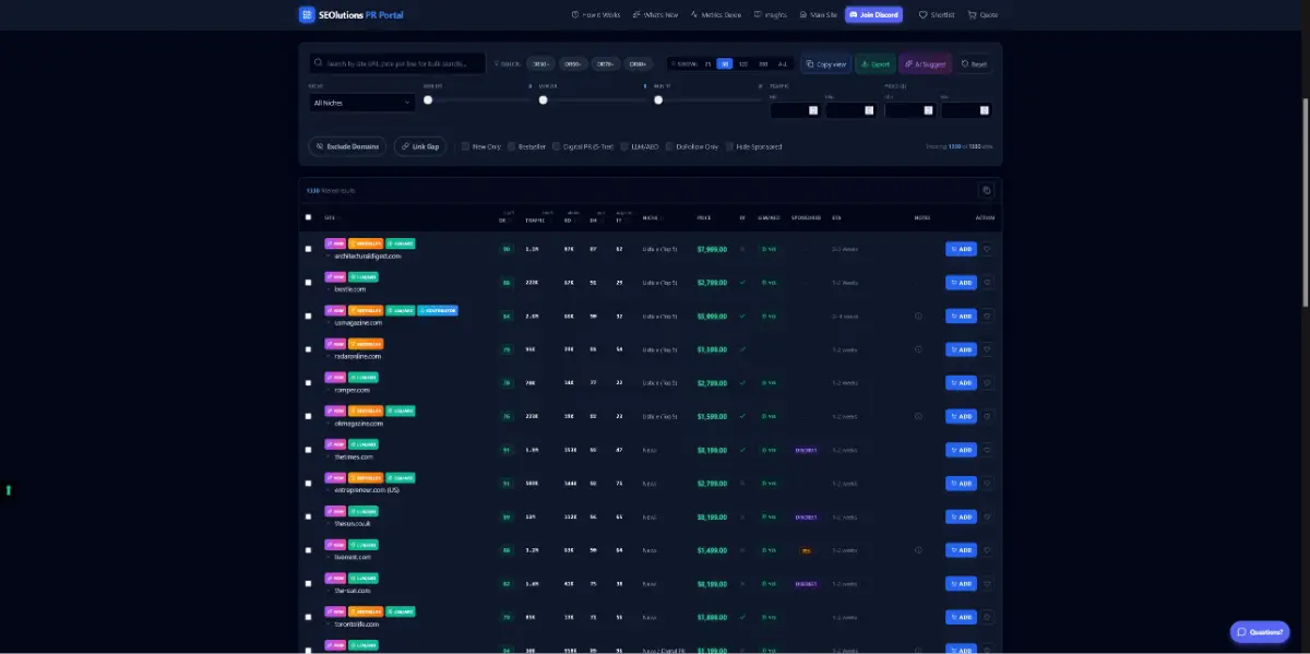 SEOlutions PR Guest Post Portal screenshot 2
