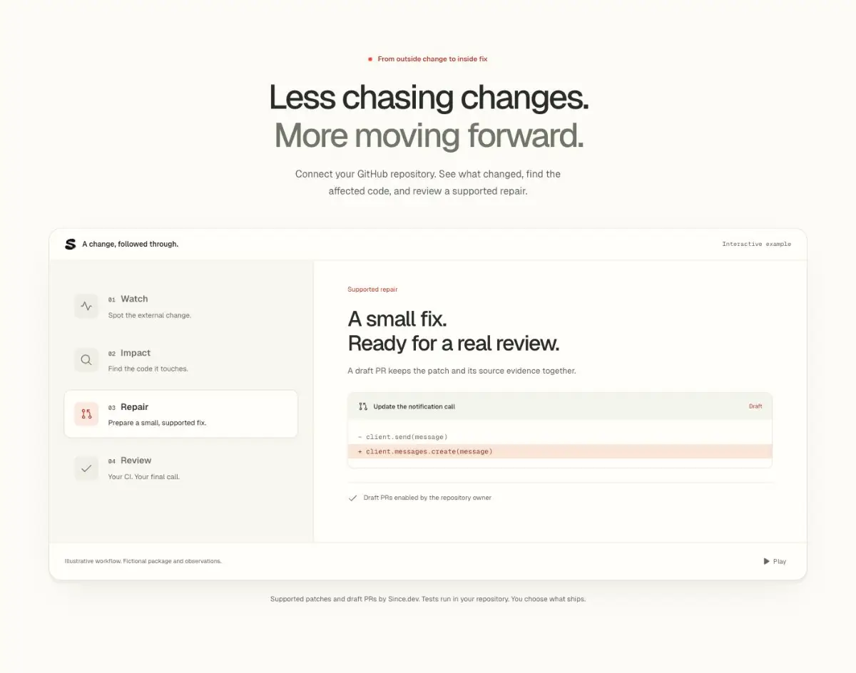 Since.dev screenshot 2
