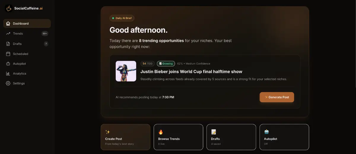 Social Caffeine AI screenshot 1