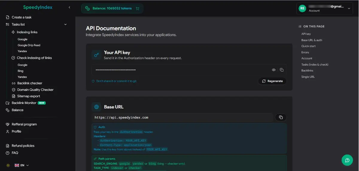 SpeedyIndex Indexing Service screenshot 2