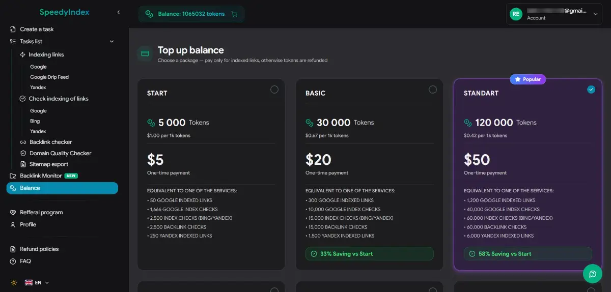 SpeedyIndex Indexing Service screenshot 3