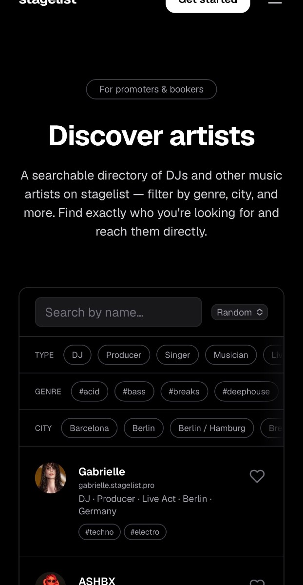 stagelist.pro screenshot 2